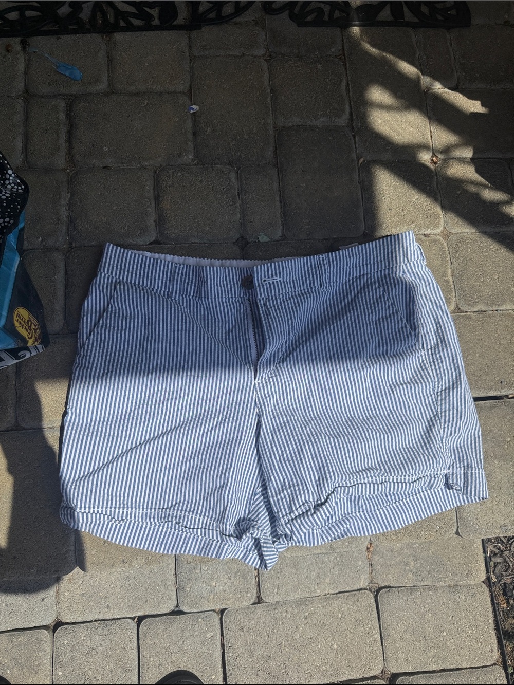 Old Navy Blue and White Striped High-Waist Women’s Shorts